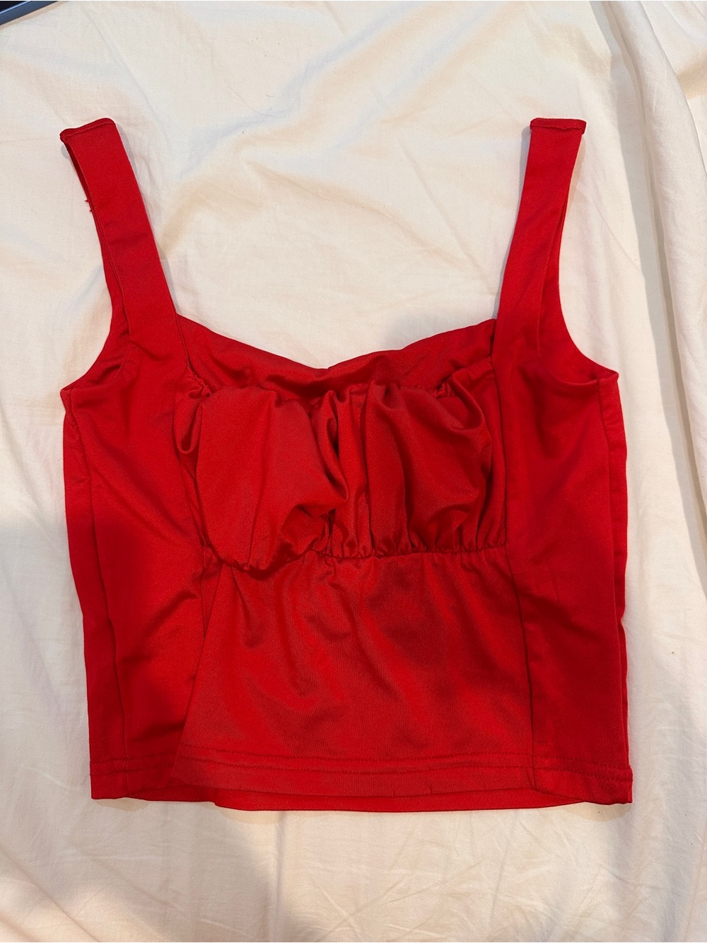 Red Women's Square Neck Crop Tank Top